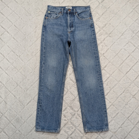Agolde Denim - Agolde Jeans Womens 25 Blue Dazed 90s High Rise Loose Fit Cotton Button Fly 28.5